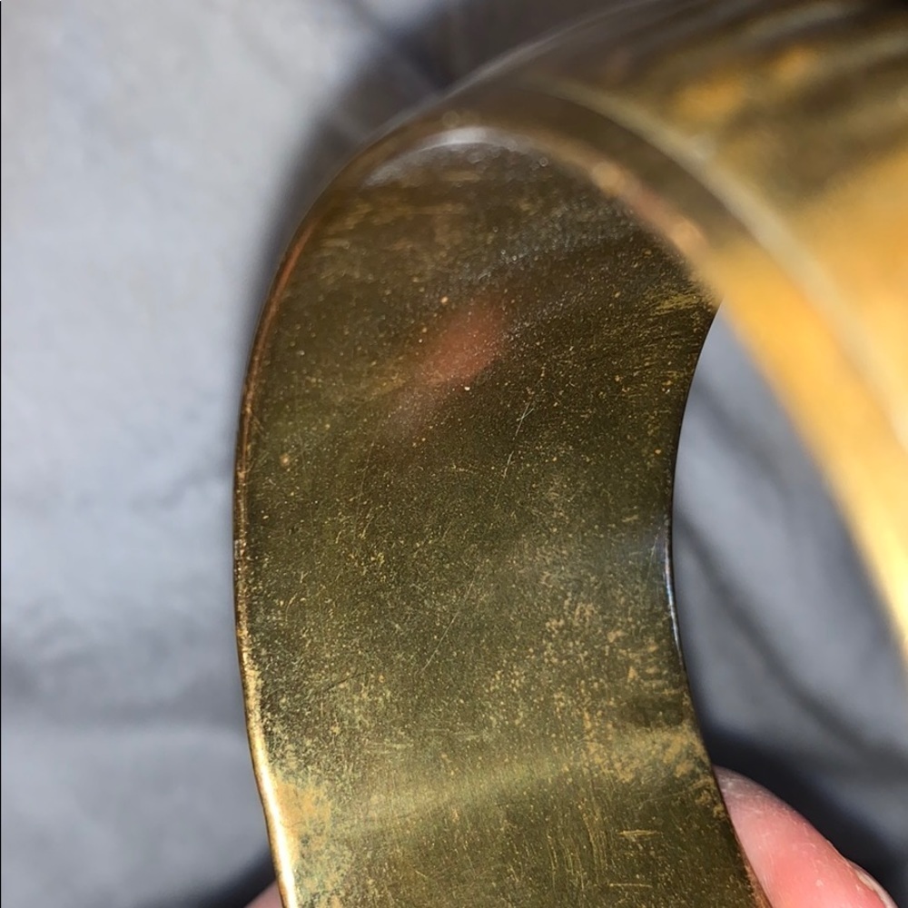 Vintage Brass Cuff with Line Design - Retro - Picture 2 of 6